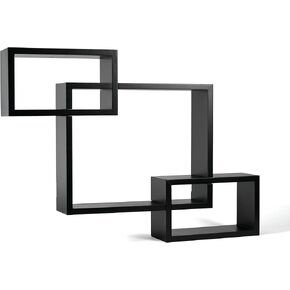 Melannco Interlocking Floating Wall Mount Shelves, Espresso, Set of 3 - 5091208