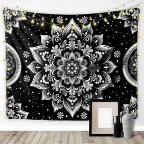 Black Golden Mandala Tapestry Astrology Wall Hanging Wall Tapestry Aesthetic Hippie Wall Decor Bohemian Wall Art Boho Home Decoration For Bedroom,Living Room,Dorm 60x40 Inch