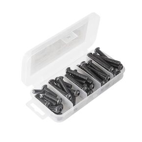 M5 x 8mm, 12mm, 16mm, 20mm, 25mm Button Head Socket Cap Screws Bolts, 10.9 Grade Alloy Steel, Black Oxide Finish, Metric Allen Hex Drive, Fully Threaded, 50PCS