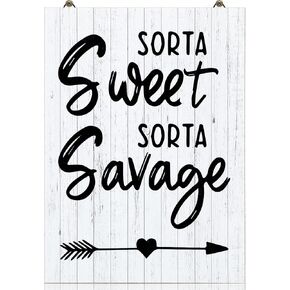 Yalikop Teenager Room Girl Decor Sweet Sorta Sign Wooden Bedroom Aesthetic Decorations Cute Wall Table Decor Stuff Black White Decor for Teen Girls