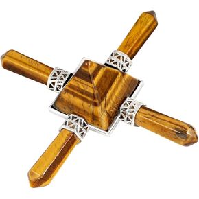 Rockcloud Pyramid Energy Generator,Reiki Chakra Healing Crystal Stone for Home Decoration, Tiger's Eye