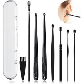 Ear Wax Removal Tool, 8 Pcs Ear Pick Ear wax Removal Kit, Ear Cleansing Tool Set, Earwax Removal with a Cleaning Brush and Storage Box