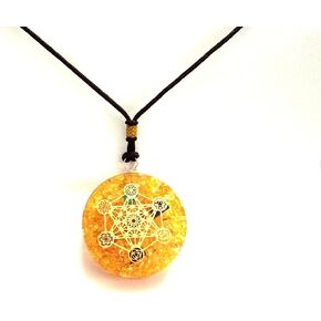 Jet Citrine Orgone Pendant Metatron cube chakra balancing healing meditation wealth sucess health pendant 2 inch