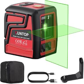 100Ft Rechargeable Laser Level Self Leveling with±1/8 Inch at 16 Ft Cross Green Laser Level±3°Accuracy with Lithium Battery Magnetic Bracket for Picture Hanging(Class 2 Laser, 1mW Power Output)