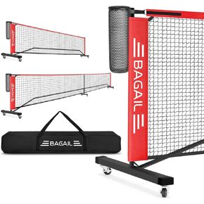 مجموعة شبكة كرة المخلل المحمولة من باجيل بعجلات، حجم تنظيم 22 قدمًا وحجم نصف ملعب 11 قدمًا، شبكة كرة مخلل 2 في 1 مع جامع كرات، حقيبة حمل، إعداد سهل للممر الداخلي الخارجي in Kuwait