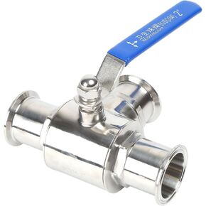 QiiMii Stainless Steel 304 2" Tri Clamp Sanitary Ball Valve, 3-Way Ball Valve T-Port, PTFE Lined (2 inch Tube OD)