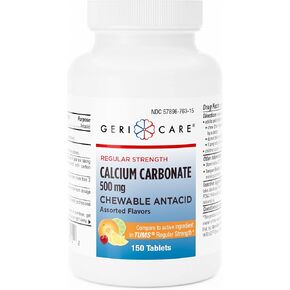 Gericare Calcium Carbonate 500mg Chewable Antacid,150 Count (Pack of 1)