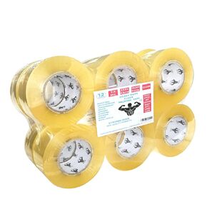 Strong Man Heavy Duty Packing Tape, 6 Rolls of 2.8 mil x 1.88 in x 65 Yards, Ultra Strong, Super Clear, Refill for Packaging and Shipping Supplies,