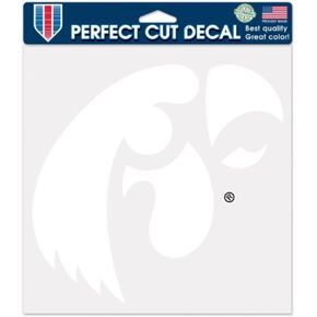 NCAA University of Iowa Hawkeyes 8 x 8 inch White Perfect Cut Decal