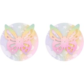 PU Leather Flower Nipple Cover with Gold Metal Ring, Sexy Punk Reusable Silicone Breast Petals Pasties for Rave Festival