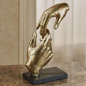 Touch of Class Loving Hands Table Sculpture - Gold - Made of Resin - Contemporary Art Statue - Sign of Love Decor - Modern Hand Statues and Sculptures for Home Desk, Living Room - 11.5 Inches High