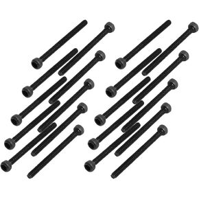 uxcell M1.6x20mm Alloy Steel Hex Socket Head Knurled Cap Screw Bolt Black 20pcs