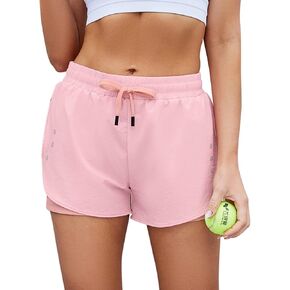KOJOOIN MSDC Athletic Shorts for Women Quick Dry High Waist 2 in 1 Running Shorts Lightweight Workout Gym Shorts with Pocket