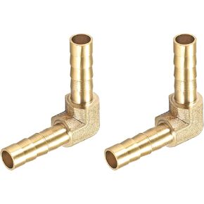 METALLIXITY L-shaped Brass Barb Fitting (8mm) 2pcs, Barb Connector Coupler - for Fuel Air Water Oil Gas
