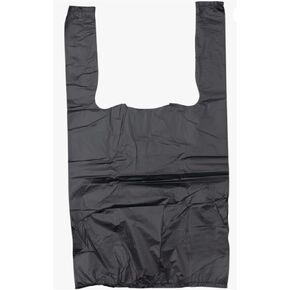 Premium Black Plastic Bags for grocery - 20" x 10" x 6" (100)