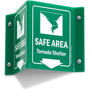 SmartSign "Safe Area - Tornado Shelter Projecting Sign | 5" x 6" Acrylic, Made in USA