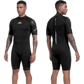 XUKER Mens Shorty Wetsuit Women, 3mm Full Body Back Zip Diving Suit Neoprene Short Sleeve Thermal Wet Suit for Diving Snorkeling Surfing Swimming