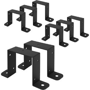 8 Pcs Square Pipe Clamp, Strap Post Ties Brackets, U Shaped Connector Bracket for 4×4 Post,Wood Deck Fence Post Tie for Balcony Railing, Stairs Railing