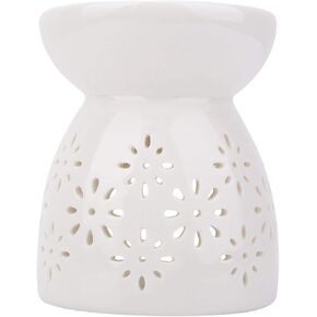 Ceramic Tealight Candle Holder Oil Burner, Oil Furnace Candle Incense Aromatherapy Stove, Decoration for Parlor Bedroom(Flower)