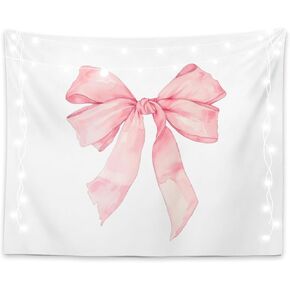 LiTiu Pink Bow Y2K Coquette Preppy Room Decor Tapestry Wall Hanging, Preppy Wall Art Decor， Trendy Coquette Wall Decor for Girls Bedroom Dorm, 50x60 in(Unframed)