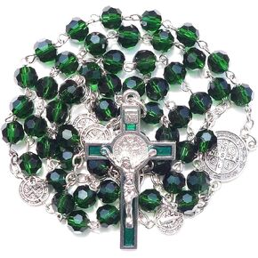Rosary Beads Benedict Chaplet Artificial Crystal Glass Rosery Cross Catholic gifts