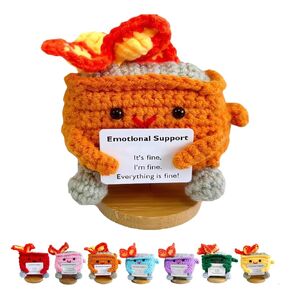 Handmade Crochet Dumpster Fire Doll, Christmas Dumpster Fire Knitting Toy Ornaments with Positive Card, Emotional Support Gift Desk Decor (Purple)