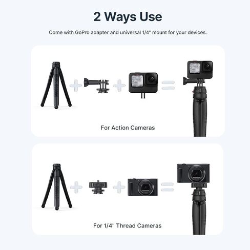 ULANZI JJ01 حامل ثلاثي مرن سريع الفك، لكاميرا Gopro DJI insta360 GO Quick II Action، دوران بانورامي 360 درجة، أرجل قابلة للانحناء، عصا سيلفي خفيفة الوزن ومحمولة، ملحقات كاميرا مدمجة in Saudi Arabia