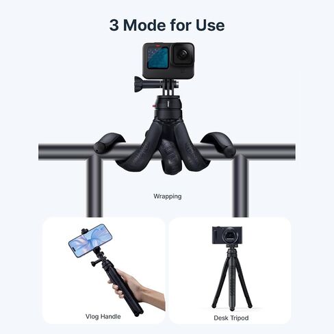 ULANZI JJ01 حامل ثلاثي مرن سريع الفك، لكاميرا Gopro DJI insta360 GO Quick II Action، دوران بانورامي 360 درجة، أرجل قابلة للانحناء، عصا سيلفي خفيفة الوزن ومحمولة، ملحقات كاميرا مدمجة in Saudi Arabia
