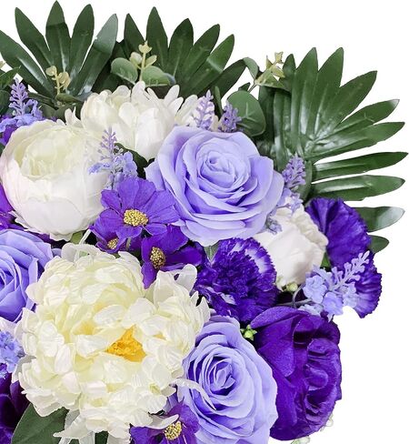 سرج زهرة القبر للقبر، لون غير ينزف، زهور المقبرة الاصطناعية - ترتيب مزيج الفاوانيا الوردية والفاوانيا البيضاء، ديكور قبر خارجي in Kuwait