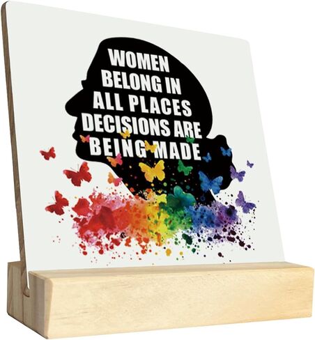 Feminist Wood Plaque Gift, Women Belong In All Places Where Decisions Are Being Made, Plaque with Wooden Stand, Wood Sign Plaque Gift, Ruth Bader Ginsburg, RBG Woman's Rights A1 in Kuwait