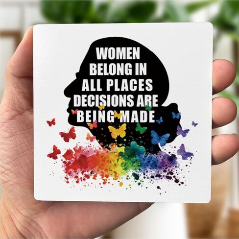 Feminist Wood Plaque Gift, Women Belong In All Places Where Decisions Are Being Made, Plaque with Wooden Stand, Wood Sign Plaque Gift, Ruth Bader Ginsburg, RBG Woman's Rights A1 in Kuwait