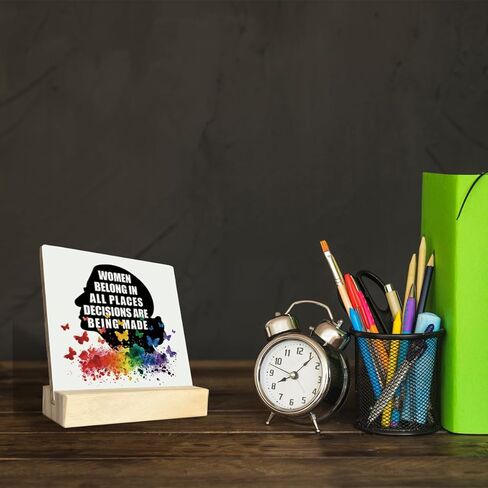 Feminist Wood Plaque Gift, Women Belong In All Places Where Decisions Are Being Made, Plaque with Wooden Stand, Wood Sign Plaque Gift, Ruth Bader Ginsburg, RBG Woman's Rights A1 in Kuwait