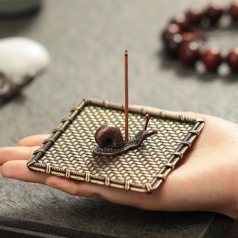 Vintage Snails and Metal Rattan Incense Burner Durable Zinc Alloy Materia Incense Ash Catcher Tray,Best for Yoga,Home,Office in Saudi Arabia