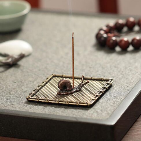 Vintage Snails and Metal Rattan Incense Burner Durable Zinc Alloy Materia Incense Ash Catcher Tray,Best for Yoga,Home,Office in Saudi Arabia