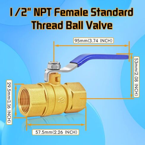 1/2 بوصة NPT صمام كروي نحاسي، 600 WOG منفذ كامل لإيقاف المياه صمام كروي، أنبوب مقبض مستوى صمام كروي ملولب أنثى نحاسي عالي التحمل in Kuwait