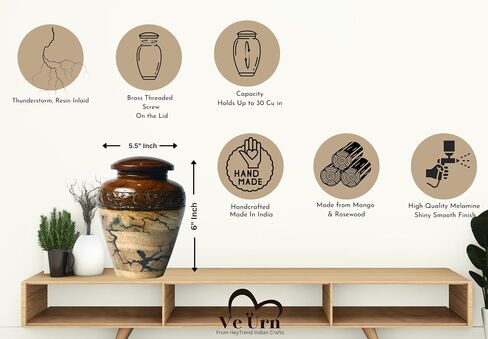 Wooden Cremation Urns for Human Ashes, Funeral Memorial Urn, Small Keepsake (30 Cu in) in Saudi Arabia