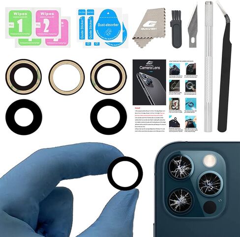 Rear Camera Lens Glass Replacement with Adhesive Pre-Installed Compatible for iPhone 14 Pro / 14 Pro Max (3 Pieces/Set) with Repair Tools and Installation Manual in Saudi Arabia