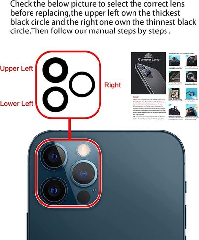 Rear Camera Lens Glass Replacement with Adhesive Pre-Installed Compatible for iPhone 14 Pro / 14 Pro Max (3 Pieces/Set) with Repair Tools and Installation Manual in Saudi Arabia