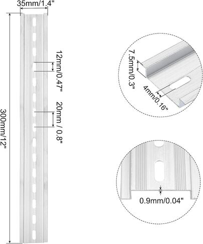MECCANIXITY DIN Rail Slotted Aluminum Mounting Guide 20 Inch x 1.4 Inch x 0.3 Inch for Electrical Industrial Products Silver Tone 8 Pcs in Saudi Arabia