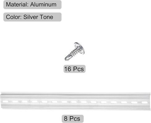 MECCANIXITY DIN Rail Slotted Aluminum Mounting Guide 20 Inch x 1.4 Inch x 0.3 Inch for Electrical Industrial Products Silver Tone 8 Pcs in Saudi Arabia