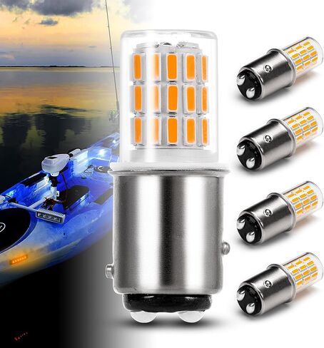 12 Volt BAY15D Red Boat Marine Navigation Anchor Stern Bow Light, LED Bulbs Replacement for RV Camper Trailer Marine Boat Lights, Brilliant Red,AC10-24V DC10-30 volt,4 Pack in Saudi Arabia