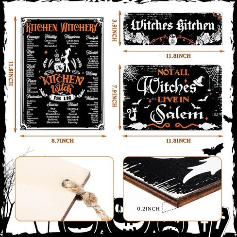 3 Pcs Halloween Kitchen Witchery Witch Vintage Wood Signs Vintage Rustic Witches Kitchen Retro Sign Not Every Witch Lives in Salem Rustic Hanging Witchy Room Decor for Haunted House Front Door Porch in Saudi Arabia