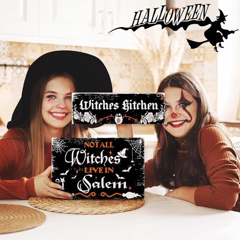 3 Pcs Halloween Kitchen Witchery Witch Vintage Wood Signs Vintage Rustic Witches Kitchen Retro Sign Not Every Witch Lives in Salem Rustic Hanging Witchy Room Decor for Haunted House Front Door Porch in Saudi Arabia