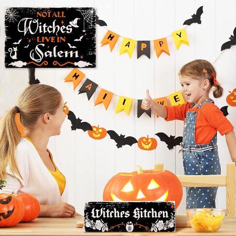 3 Pcs Halloween Kitchen Witchery Witch Vintage Wood Signs Vintage Rustic Witches Kitchen Retro Sign Not Every Witch Lives in Salem Rustic Hanging Witchy Room Decor for Haunted House Front Door Porch in Saudi Arabia
