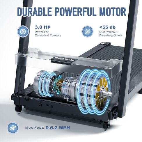 Portable Foldable Treadmill, 3.0 HP Small Treadmills for Home Office with 300 LBS Capacity, Walking Treadmill with Handle Bar, Folding Running Walking Compact Treadmill with LED Display in Saudi Arabia