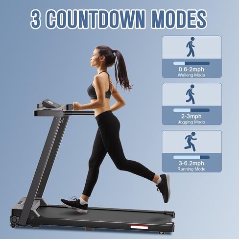 Portable Foldable Treadmill, 3.0 HP Small Treadmills for Home Office with 300 LBS Capacity, Walking Treadmill with Handle Bar, Folding Running Walking Compact Treadmill with LED Display in Saudi Arabia