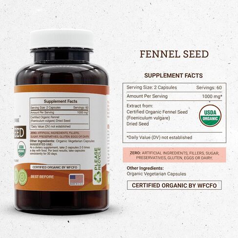 Secrets of the Tribe Fennel Seed 120 Capsules, Made with Vegetarian Capsules and USDA Organic Fennel Seed (Foeniculum vulgare) Dried Seed (120 Capsules) in Saudi Arabia
