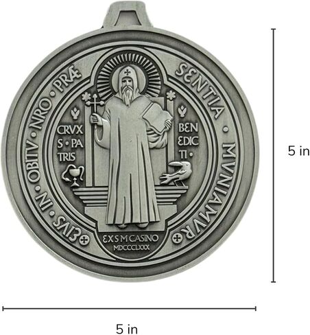 ST Benedict Home Blessing Door Hanger with Charms and Big Round Silver Medal/BENDICION DE PUERTA SAN Benito CON MEDALLA Redonda Grande. in Kuwait