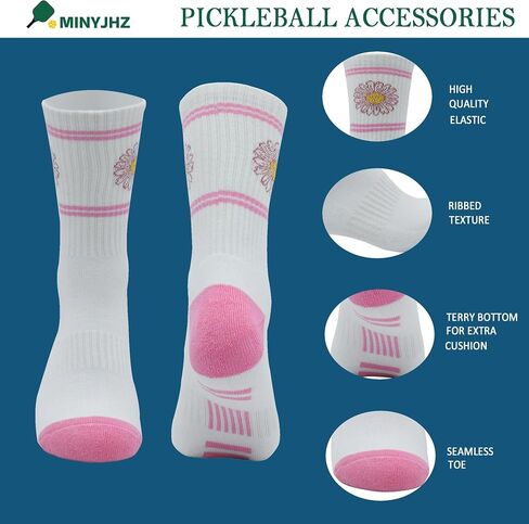Pickleball Socks for Men Women, Performance Athletic Mid Calf Sock, Gifts for Pickleball Lovers One Size 7-13 in Saudi Arabia