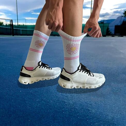 Pickleball Socks for Men Women, Performance Athletic Mid Calf Sock, Gifts for Pickleball Lovers One Size 7-13 in Saudi Arabia